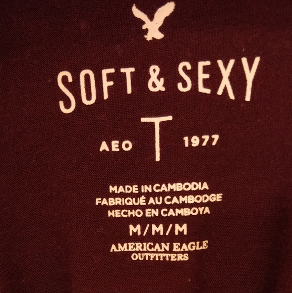 American Eagle Maroon Crew Neck Baby Tee - Picture 3 of 4